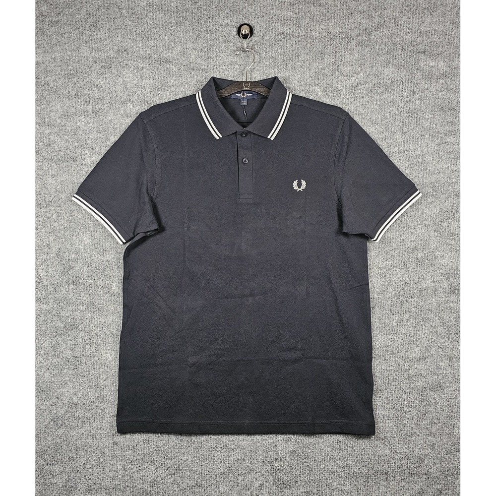 Fred Perry Twin Tipped Short Sleeve Polo Shirt Size Large Navy/White